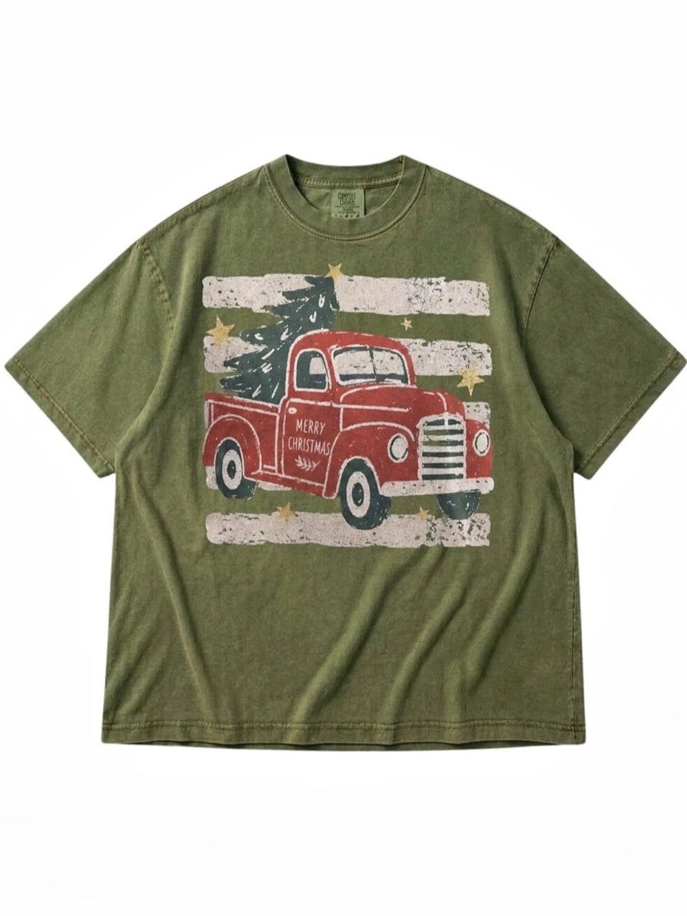 Comfort Colors Moss Christmas Truck Graphic Short Sleeve Tee